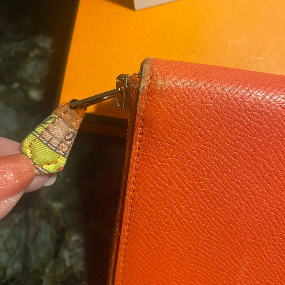 Hermes Vintage Orange Sun Silk’In Wallet